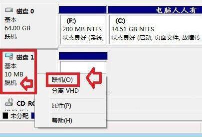 磁盘处于脱机状态